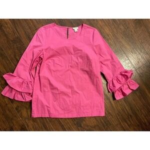 J Crew Mercantile Pink Bell Sleeve Blouse Top Shirt Women's Size 0- 3/4 Sleeve
